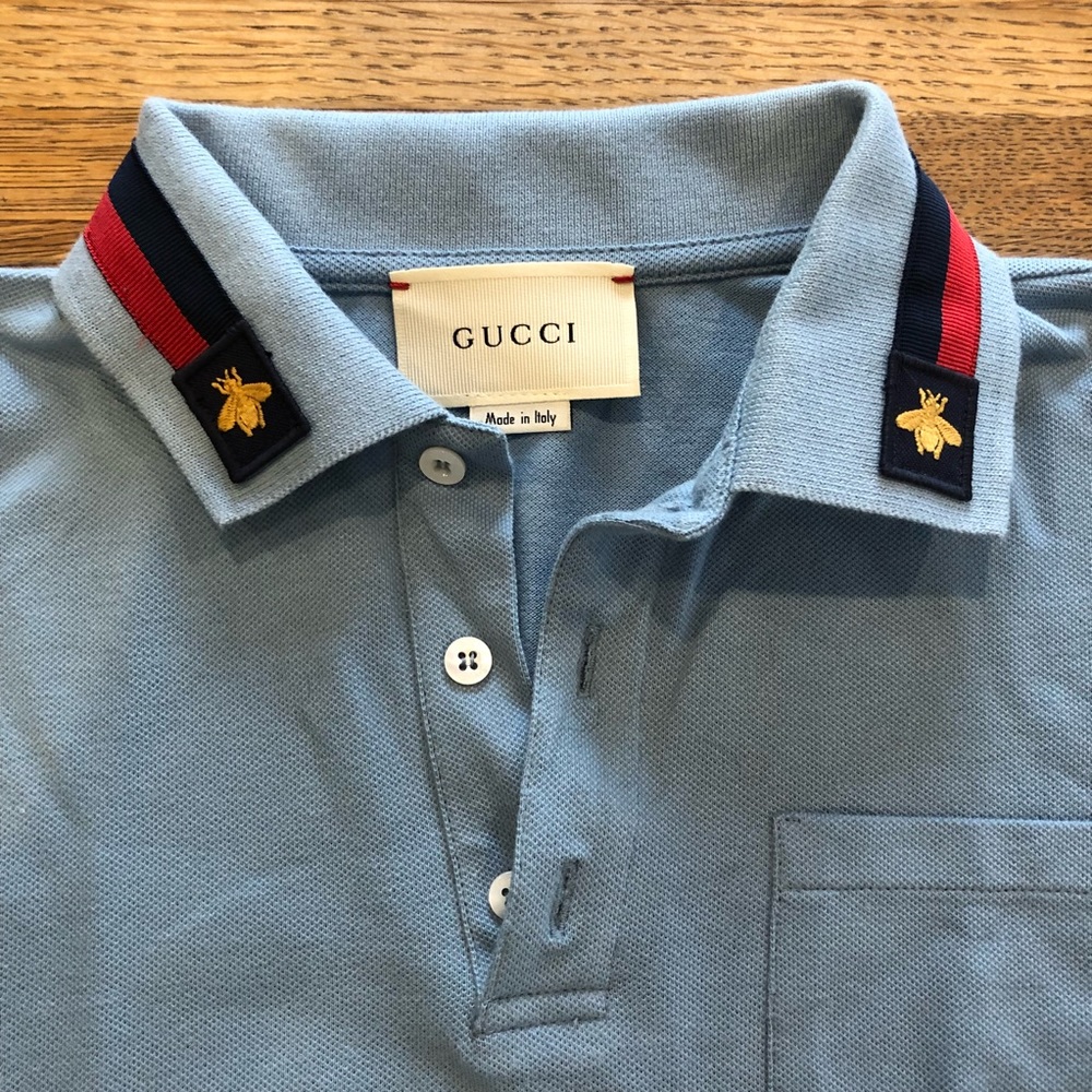 Gucci shirt light blue polo children’s sz 12